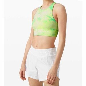 Lululemon Athletica High Neck Long Line Energy Bra Shibori White Highlight